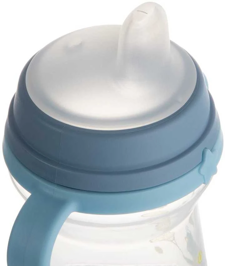 Canpol babies gertuvė su silikoniniu snapeliu FirstCup 150ml BONJOUR PARIS (56/612_blu)