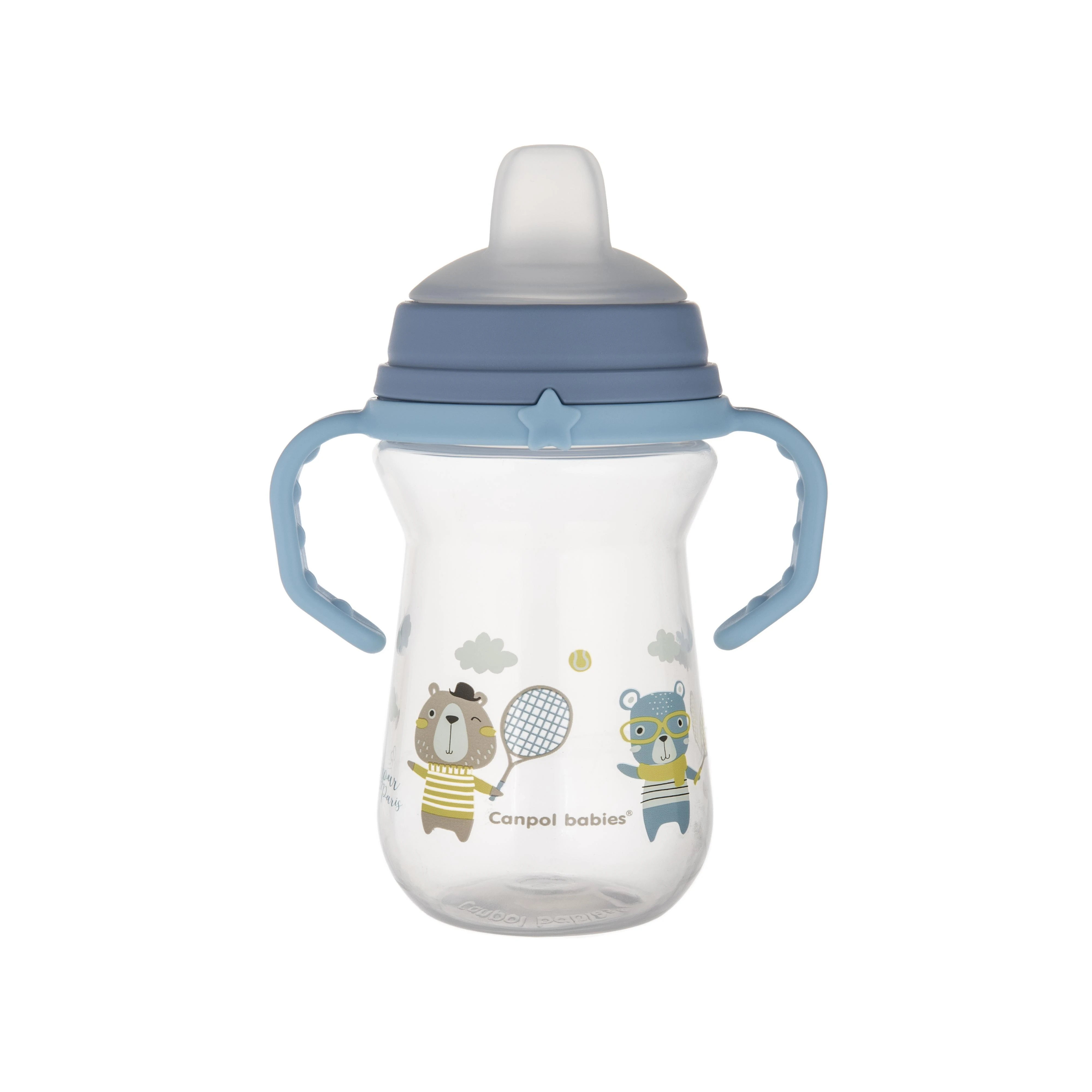 Canpol babies gertuvė su silikoniniu snapeliu FirstCup 250ml BONJOUR PARIS (56/613_blu)