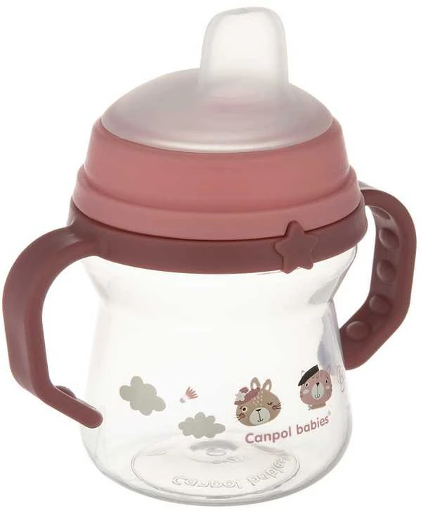 Canpol babies gertuvė su silikoniniu snapeliu FirstCup 150ml BONJOUR PARIS (56/612_pin)