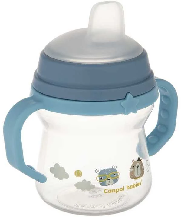 Canpol babies gertuvė su silikoniniu snapeliu FirstCup 150ml BONJOUR PARIS (56/612_blu)