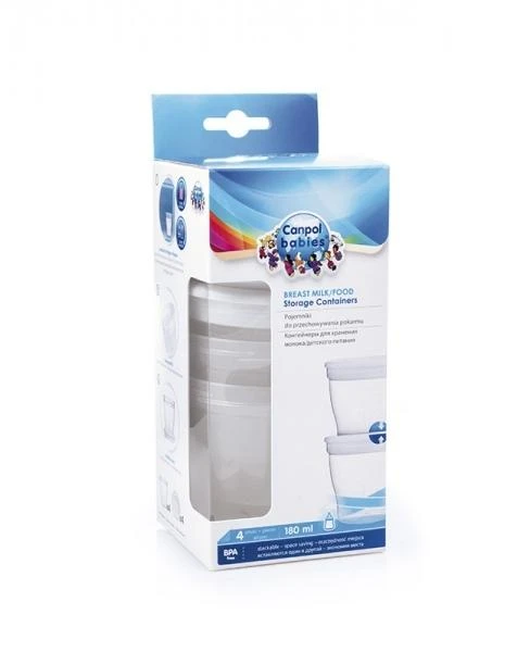 Canpolbabies CANPOL BABIES indeliai mamos pienui/maistui laikyti, 180 ml, 4vnt., 204 12