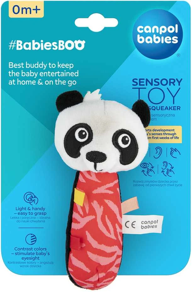 Canpol Babies sensorinis žaislas panda pakuotėje