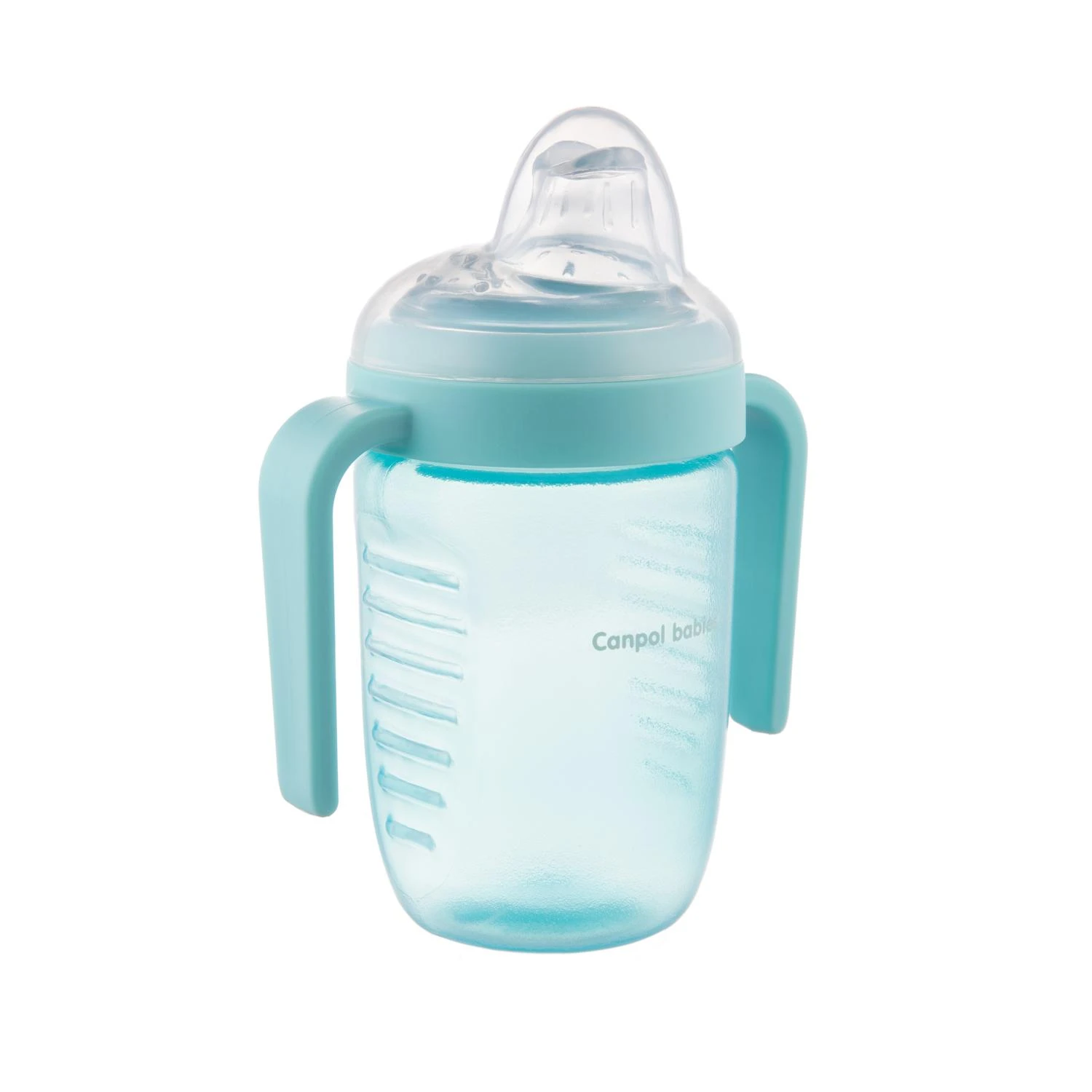 Canpolbabies CANPOL BABIES neišsiliejantis puodelis su silikoniniu žinduku, 9m+, 220ml, 56/605