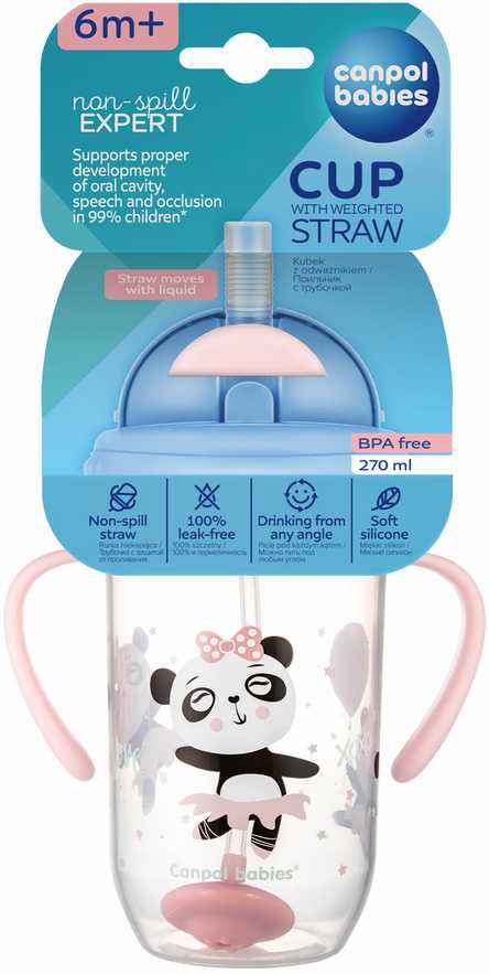 CANPOL BABIES neišsipilanti gertuvė su šiaudeliu EXOTIC ANIMALS, Mix, 6m+, 270ml, 56/606