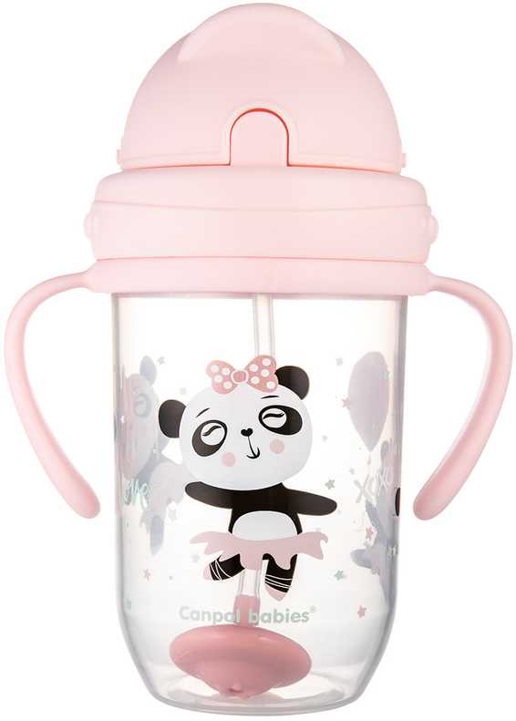 CANPOL BABIES neišsipilanti gertuvė su šiaudeliu EXOTIC ANIMALS, Mix, 6m+, 270ml, 56/606