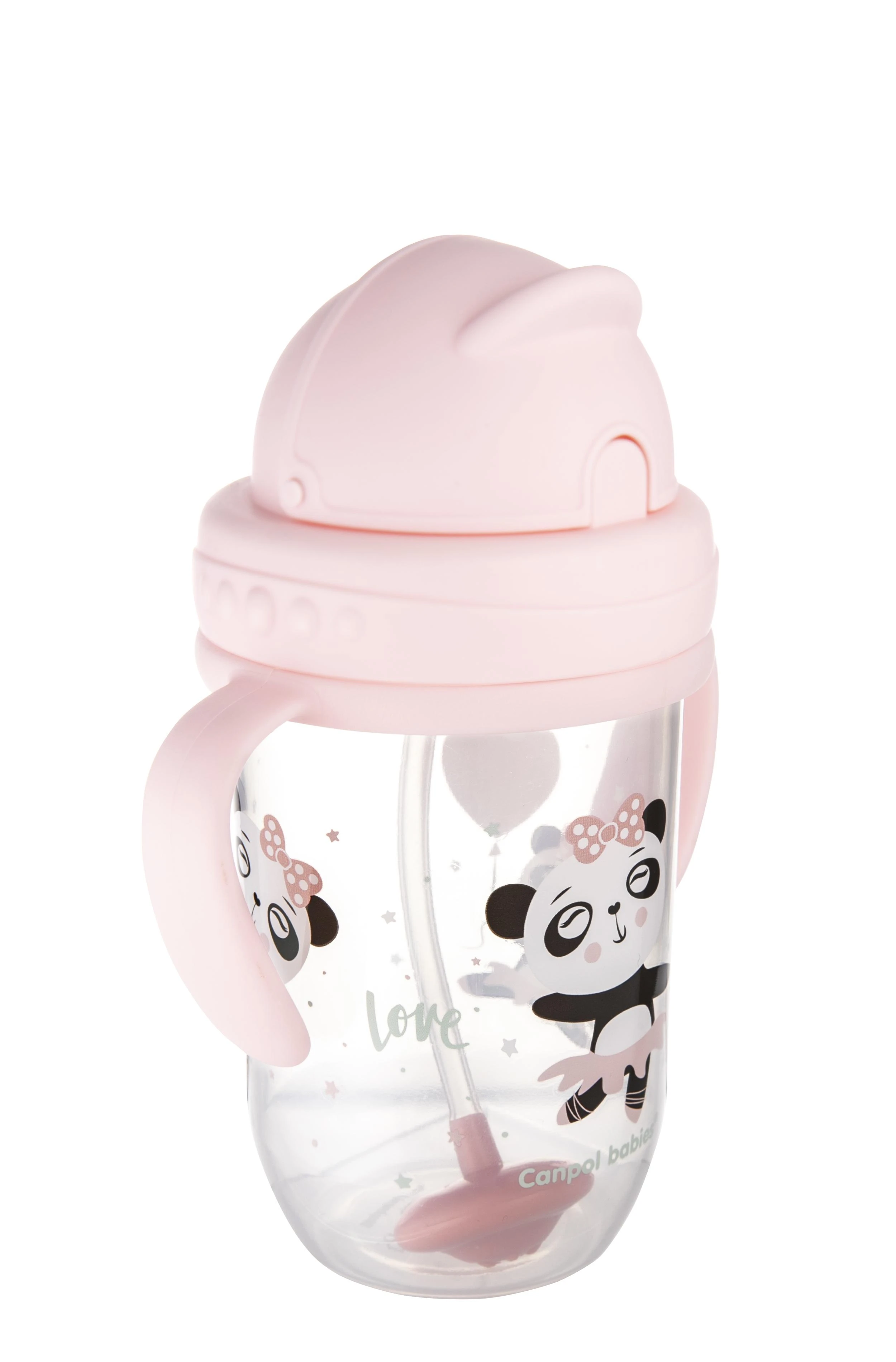 Canpolbabies CANPOL BABIES neišsipilanti gertuvė su šiaudeliu EXOTIC ANIMALS, 6m+, 270ml, rožinės spalvos, 56/606_pin