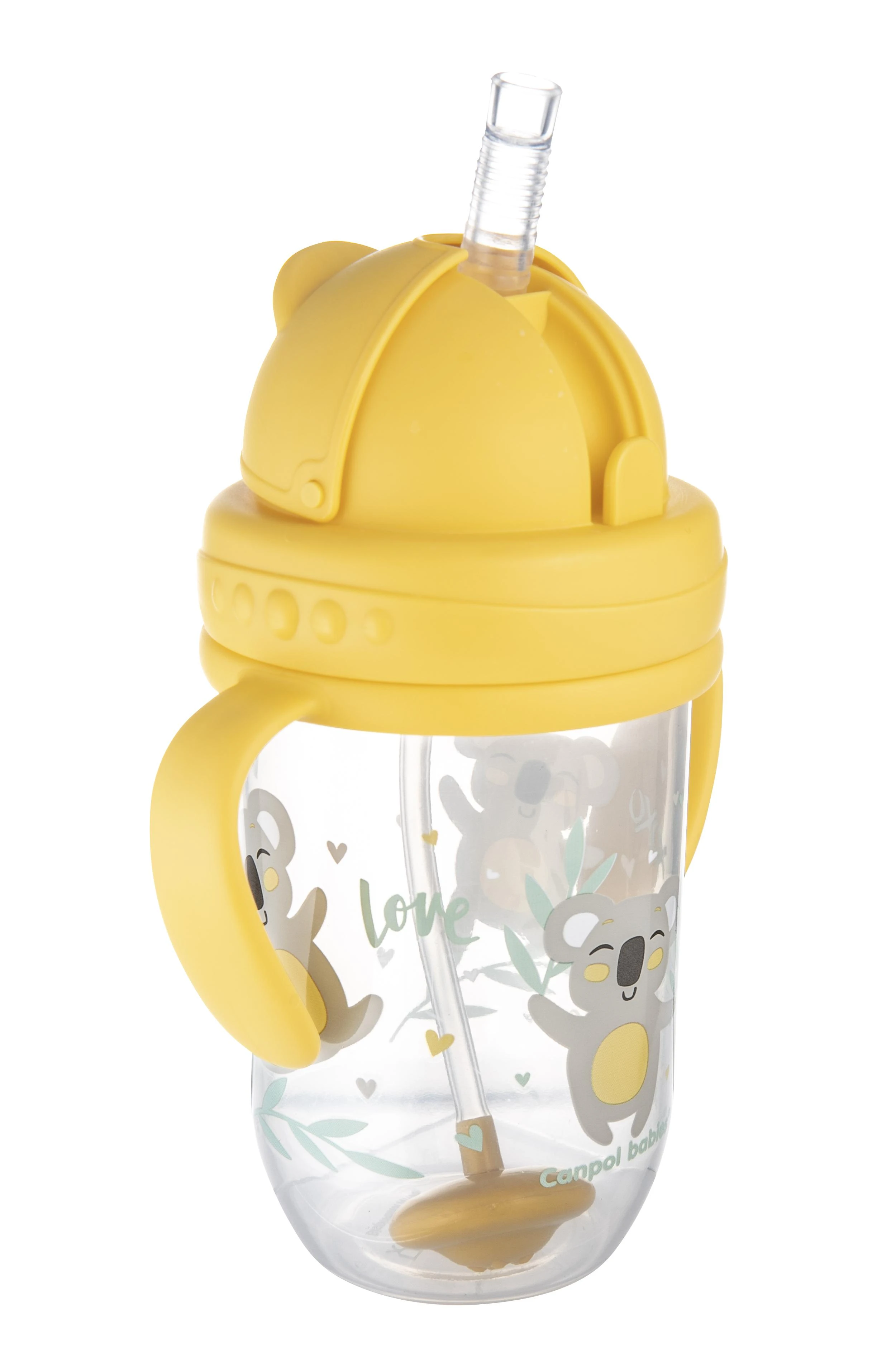 Canpolbabies CANPOL BABIES neišsipilanti gertuvė su šiaudeliu EXOTIC ANIMALS, 6m+, 270ml, yellow, 56/606_yel
