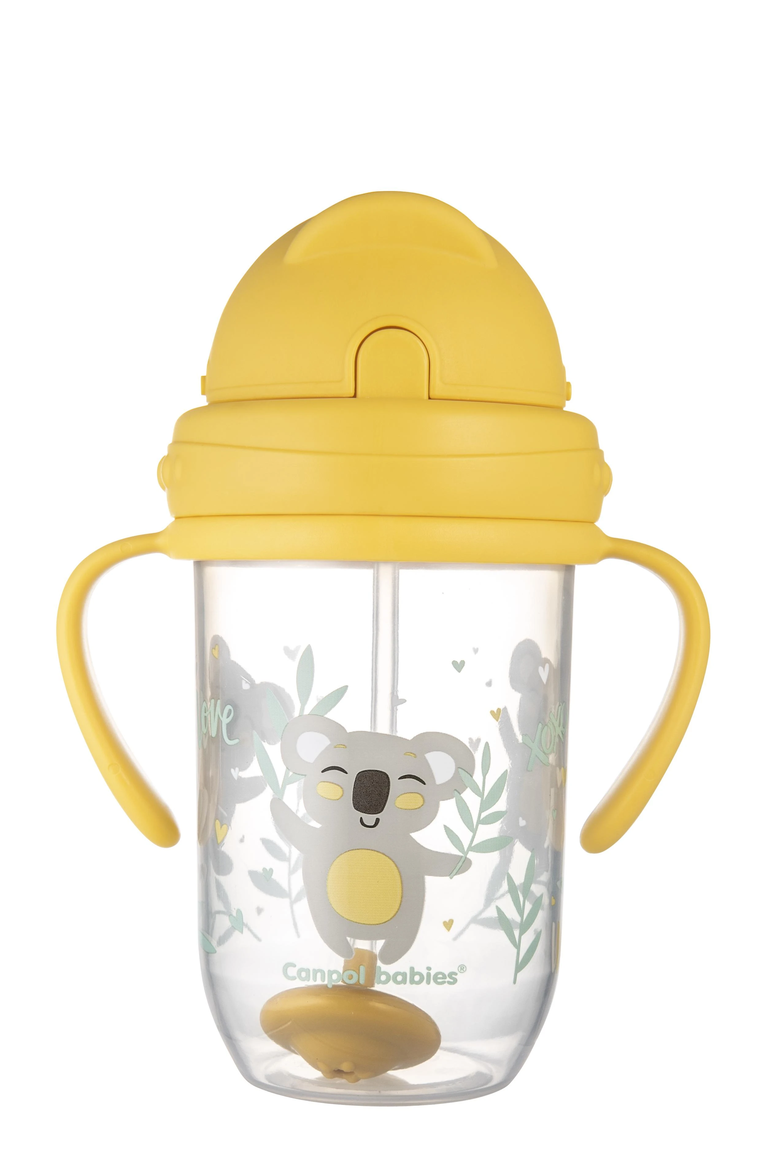 Canpolbabies CANPOL BABIES neišsipilanti gertuvė su šiaudeliu EXOTIC ANIMALS, 6m+, 270ml, yellow, 56/606_yel