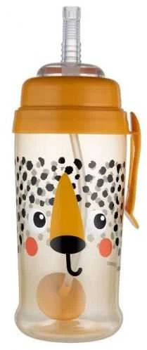 Canpolbabies CANPOL BABIES neišsipilanti sportinė gertuvė su šiaudeliu BabiesBoo cheetah, 270 ml, 56/510_ora
