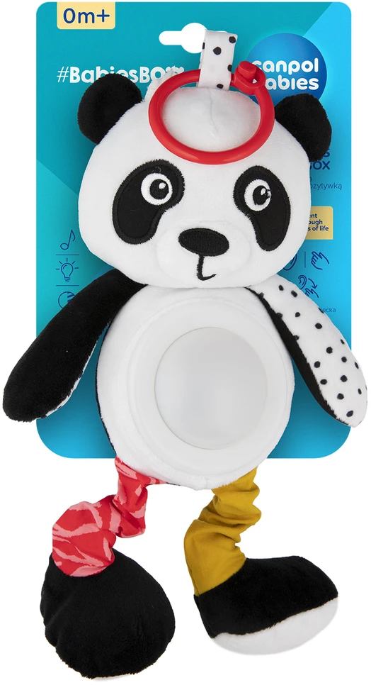 CANPOL BABIES pakabinamas pliušinis žaislas panda, muzikinė dėžutė ir lempa BabiesBoo, 68/101