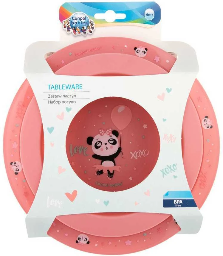 CANPOL BABIES plastikinių indų rinkinys EXOTIC ANIMALS, pink, 56/523_pin