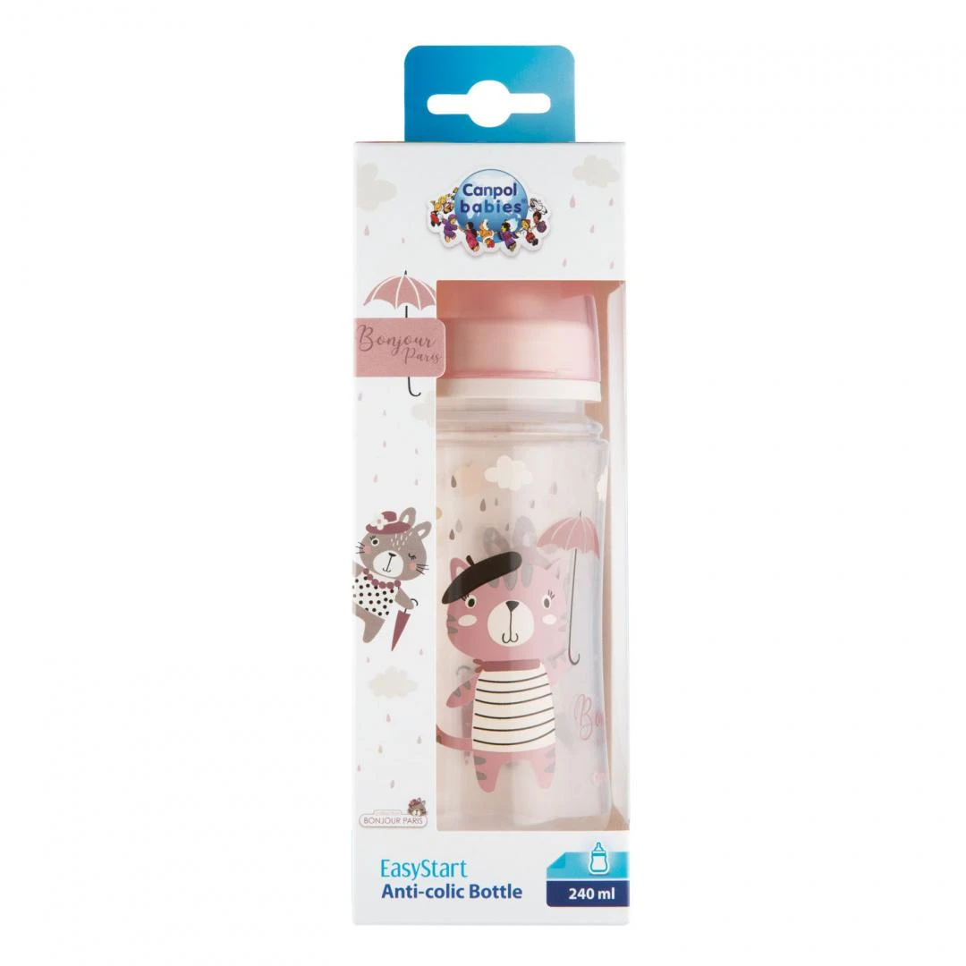 Canpolbabies CANPOL BABIES plataus kaklelio buteliukas EASYSTART BONJOUR PARIS, 240 ml, 35/232_pin