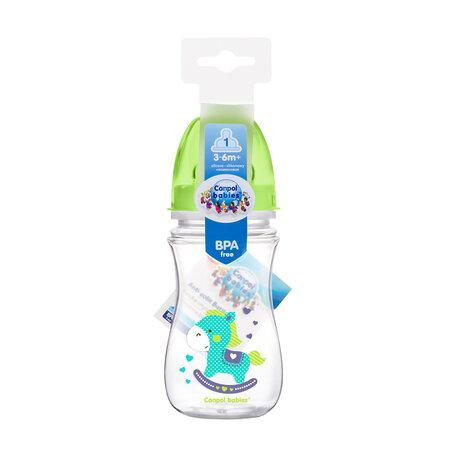 Canpolbabies CANPOL BABIES plataus kaklelio buteliukas EASYSTART, colorful animals, 3-6 mėn+, 240 ml, 35/206