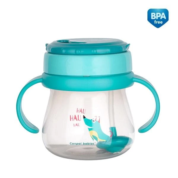 CANPOL BABIES puodelis su uždaromu šiaudeliu, 250 ml, 56/517 aprašymas - Prekės nuotrauka