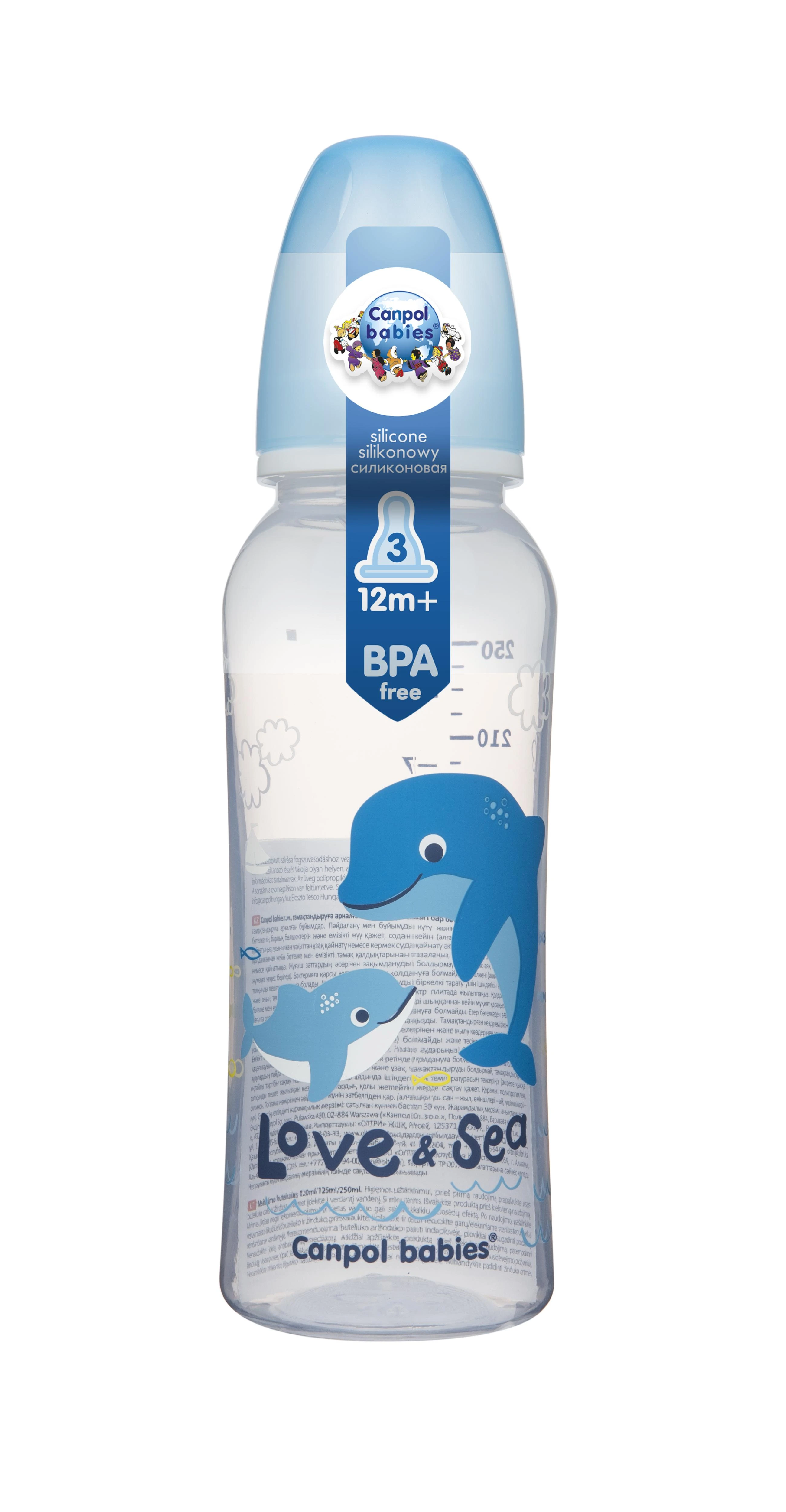 CANPOL BABIES siauro kaklelio buteliukas LOVE&SEA, 250 ml, 59/400