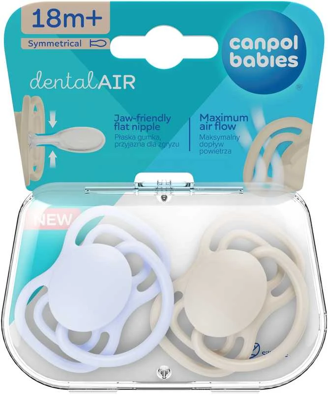 CANPOL BABIES silikoniniai simetriniai čiulptukai NUDE, Mėlyna, 18+m, 2 vnt., 23/227_blu