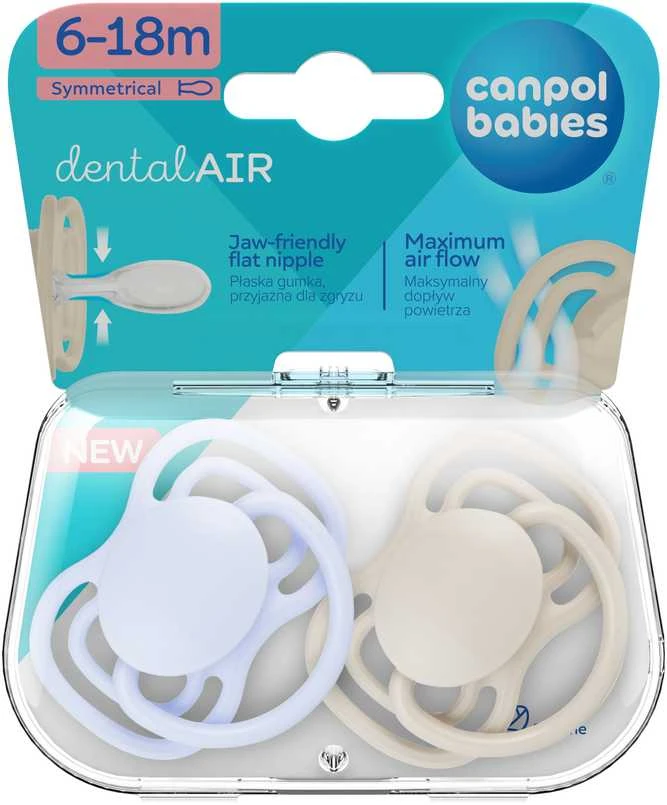 CANPOL BABIES silikoniniai simetriniai čiulptukai NUDE, Mėlyna, 6-18m, 2 vnt., 23/226_blu