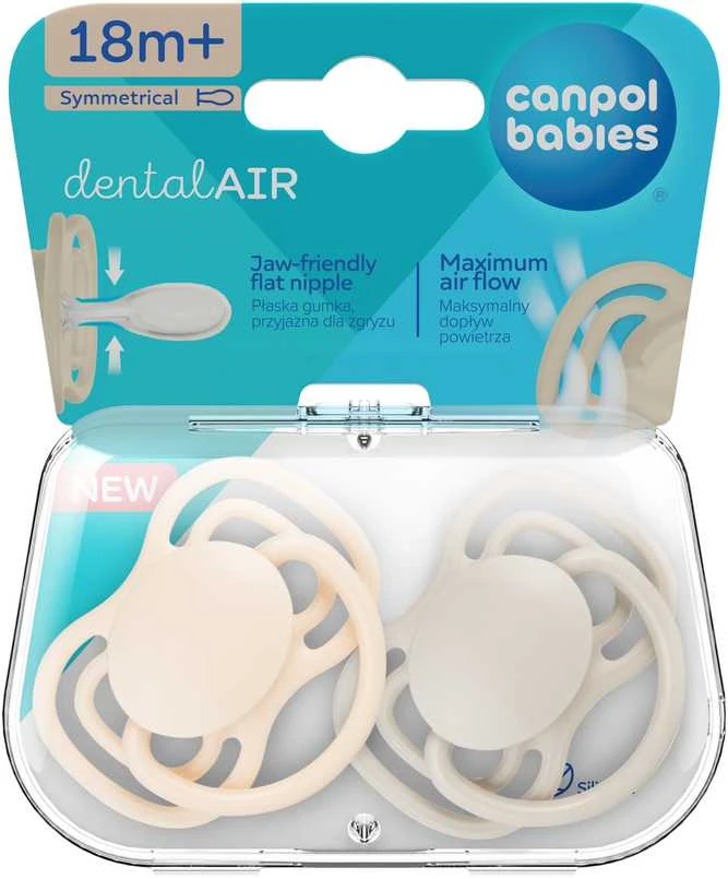 CANPOL BABIES silikoniniai simetriniai čiulptukai NUDE, Creme, 18+m, 2 vnt., 23/230_cre
