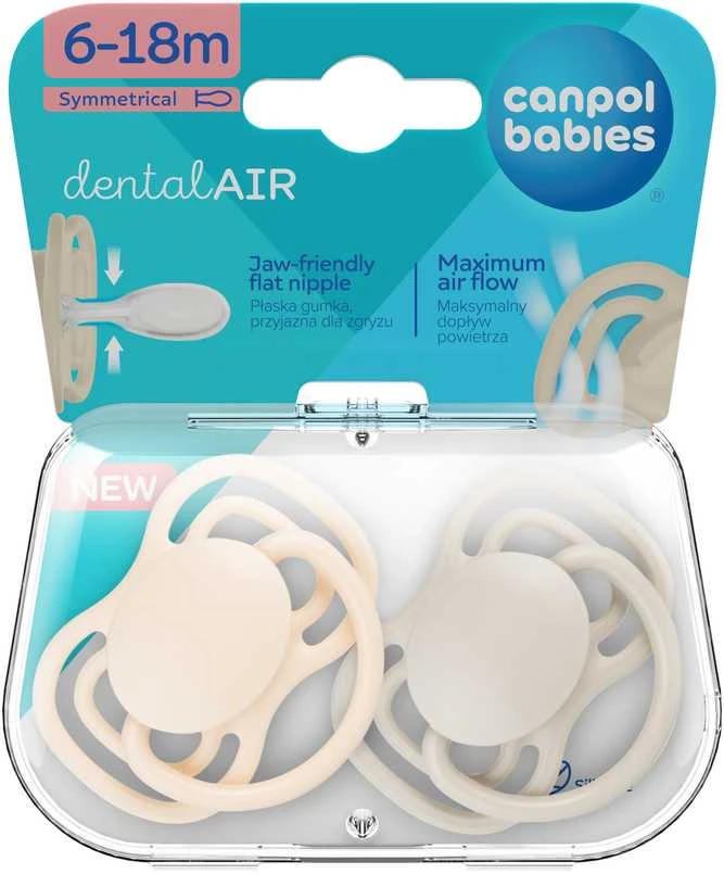 CANPOL BABIES silikoniniai simetriniai čiulptukai NUDE, Creme, 6-18m, 2 vnt., 23/229_cre