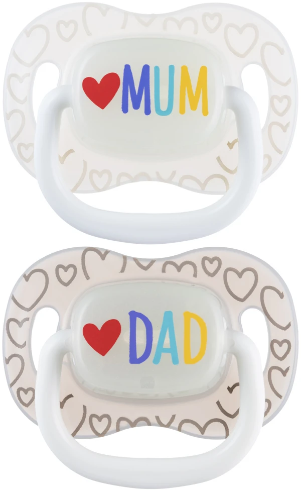 CANPOL BABIES silikoninis simetrinis čiulptukas LoveMum&Dad, 6-18m, 2 vnt., 34/940
