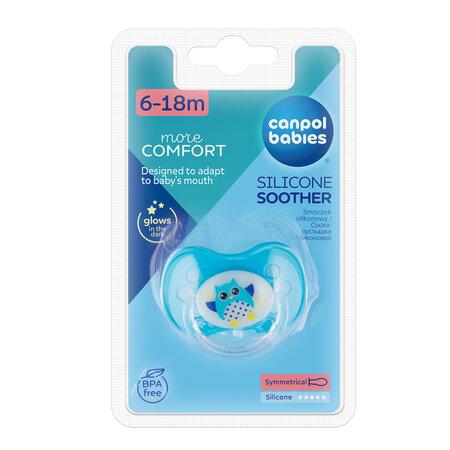 CANPOL BABIES silikoninis simetrinis čiulptukas OWL, 6-18 mėn., 22/569
