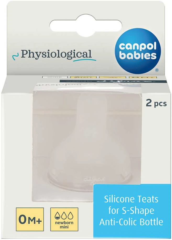 CANPOL BABIES silikoninis žindukas S formos buteliukui S (mini) 2 vnt., 59/891