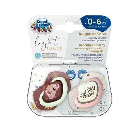 CANPOL BABIES simetrinis silikoninis čiulptukas SLEEPY KOALA, 18m+, pink, 2vnt., 22/660_pin