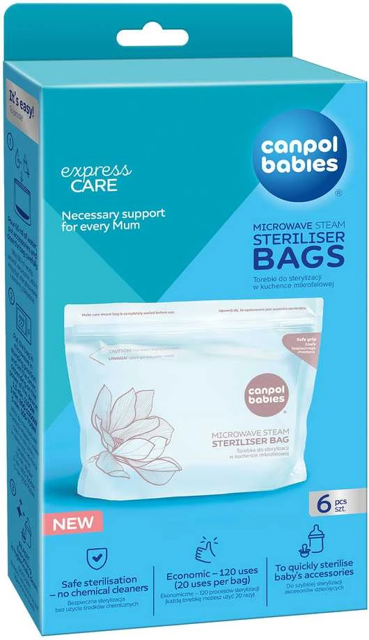 CANPOL BABIES sterilizavimo maišeliai mikrobangų krosnelei, 6 vnt., 70/002