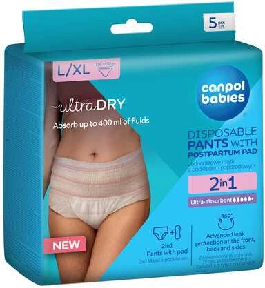 CANPOL 78/012 Kvėpuojančios kelnaitės nėščiosioms 2in1 su L/XL paklotu