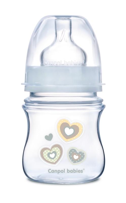 Canpolbabies CANPOL BABIES plataus kaklelio buteliukas EASYSTART ANTI-COLIC, beige hearts, 120 ml, 35/216