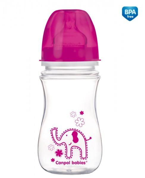 Canpolbabies CANPOL BABIES plataus kaklelio buteliukas EASYSTART, colorful animals, 3-6 mėn+, 240 ml, 35/206