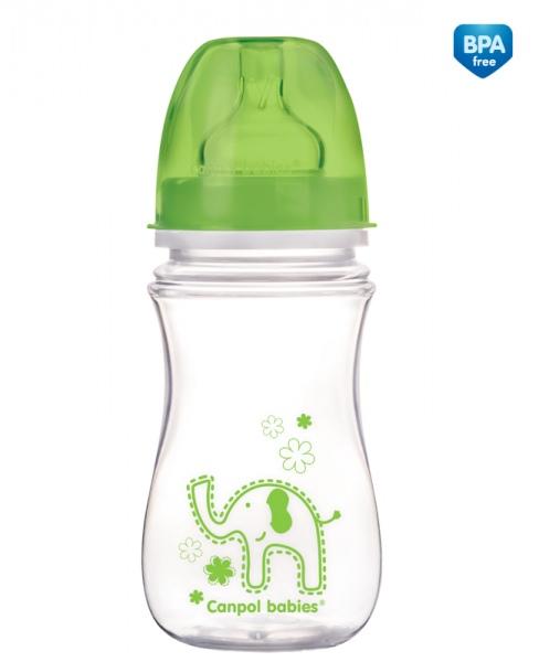 Canpolbabies CANPOL BABIES plataus kaklelio buteliukas EASYSTART, colorful animals, 3-6 mėn+, 240 ml, 35/206