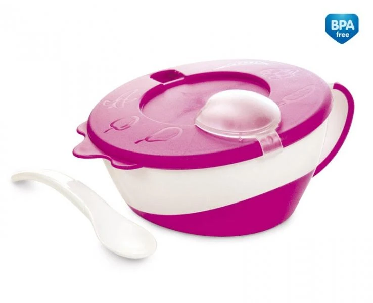 CANPOL BABIES dubenėlis su šaukštu Cow 350ml 31/406 rožinis