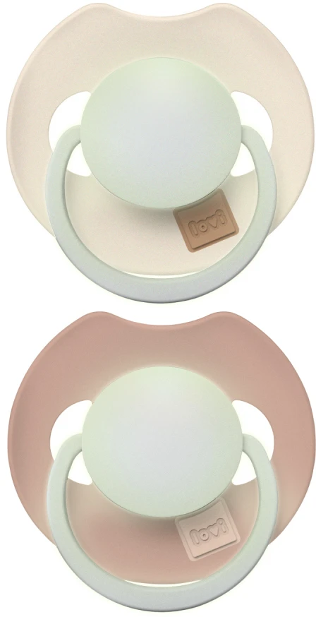 LOVI 34/437 Dynamic Silikoninis čiulptukas Prime 6-18m 2 vnt Ivory Glov/Blush Glow