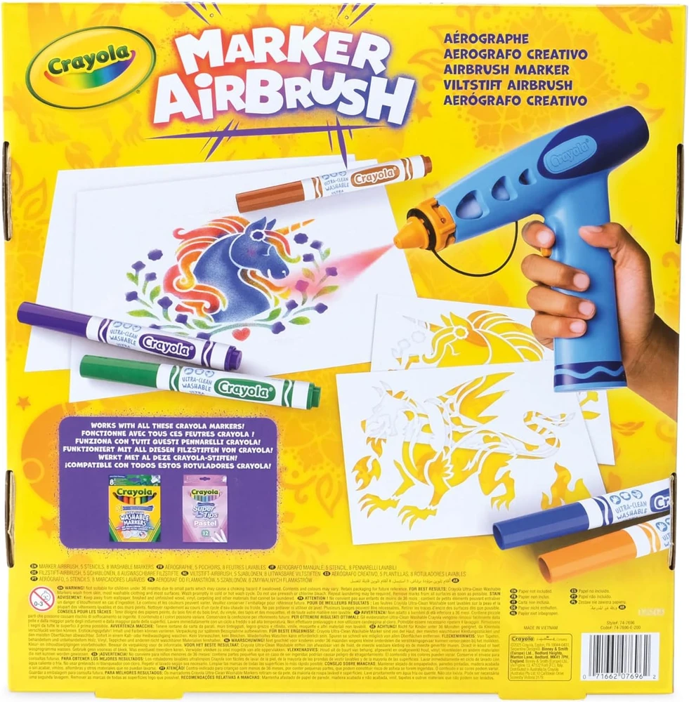 Crayola, Inc. Crayola Aerograf vaikams airbrush, 5 szablonów i 8 zmywalnych flamastrów