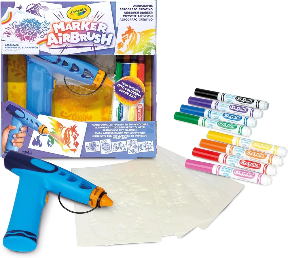Crayola, Inc. Crayola Aerograf vaikams airbrush, 5 szablonów i 8 zmywalnych flamastrów