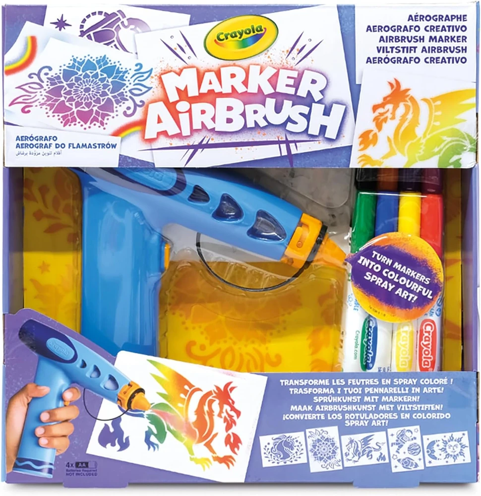 Crayola, Inc. Crayola Aerograf vaikams airbrush, 5 szablonów i 8 zmywalnych flamastrów