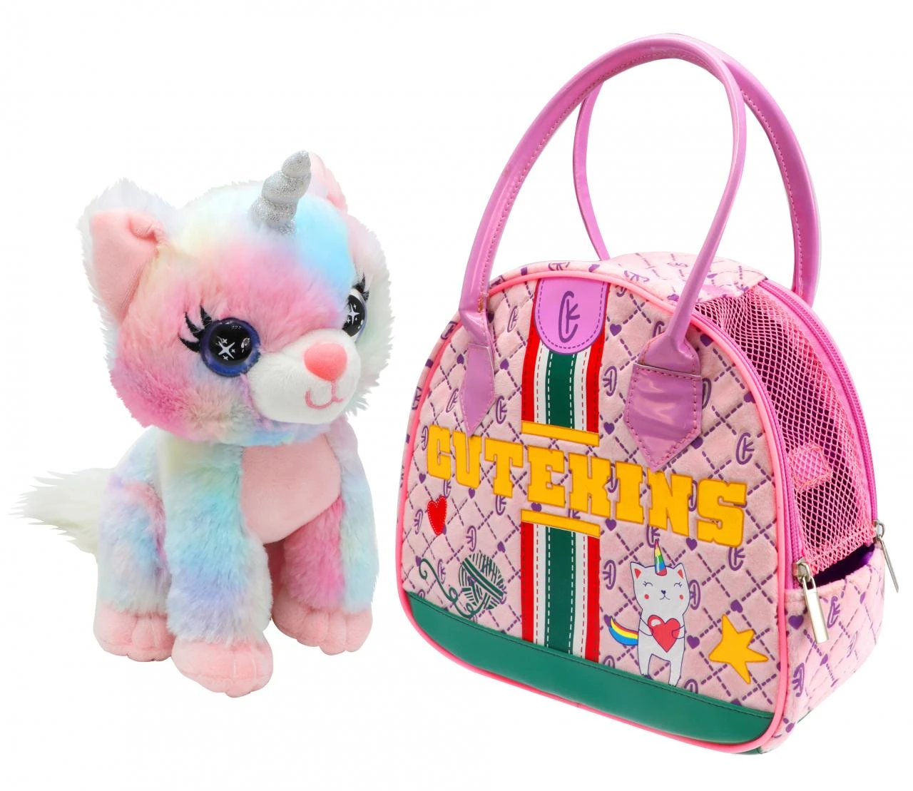 CUTEKINS pliušinis žaislas Caticorn su nešiojimo krepšiu, 35045