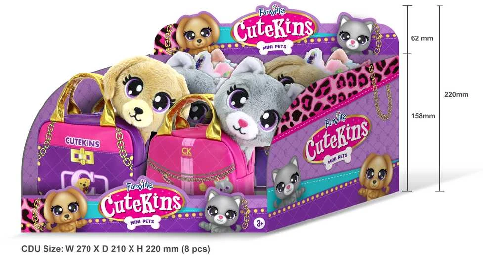 CUTEKINS pliušinis žaislas su nešiojimo krepšiu, asort., 35061
