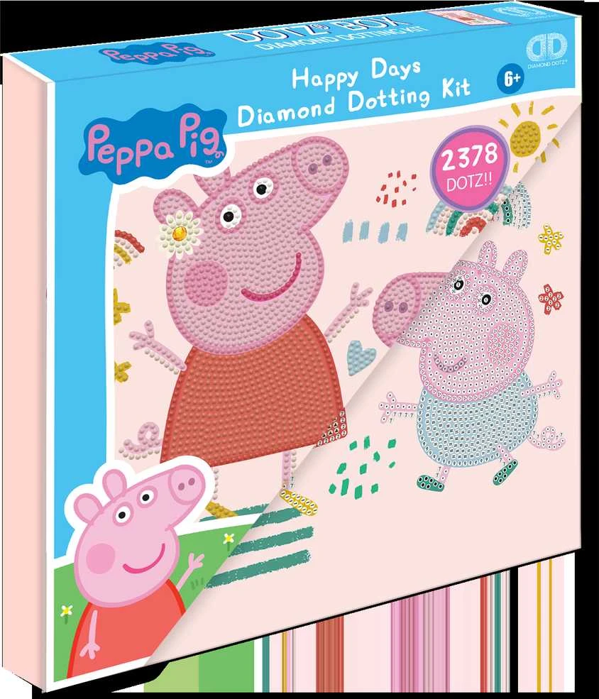 DIAMOND DOTS kūrybinis rinkinys piešimas deimantais Peppa Pig Happy Days, 2378 deimantai, DBX.089