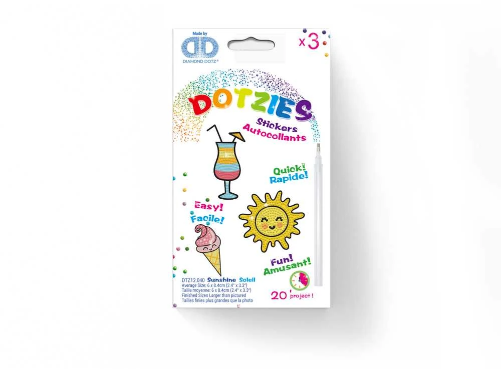 DIAMOND DOTS kūrybinis rinkinys piešimas deimantais SUNSHINE, 3 lipdukai, DTZ12.040