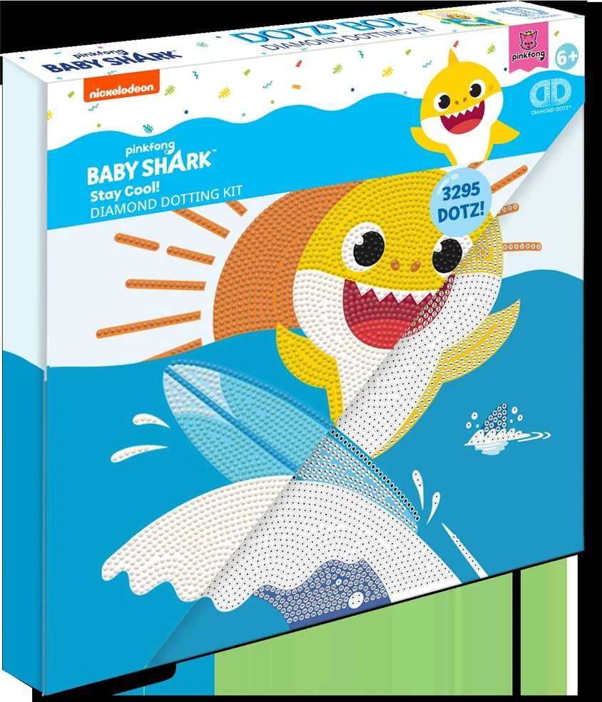 DIAMOND DOTS kūrybinis rinkinys piešimas deimantais Baby Shark Stay Cool!, 3295 deimantai, DBX.087