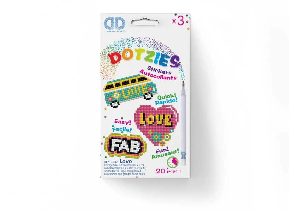 DIAMOND DOTS kūrybinis rinkinys piešimas deimantais LOVE, 3 lipdukai, DTZ12.012