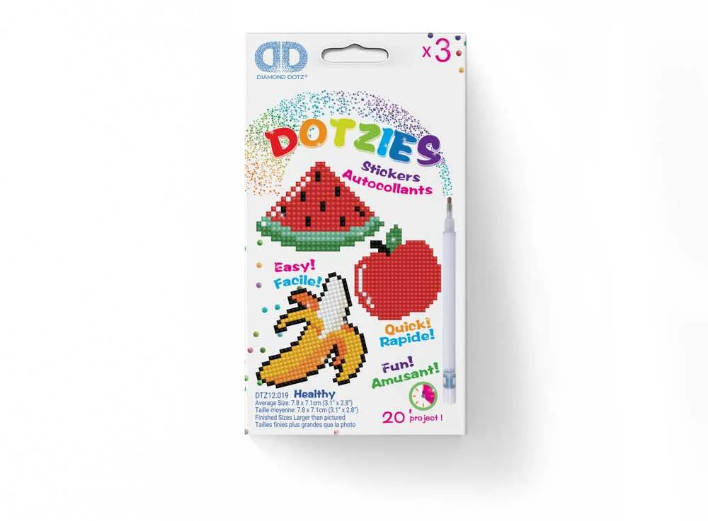 DIAMOND DOTS kūrybinis rinkinys piešimas deimantais HEALTHY, 3 lipdukai, DTZ12.019