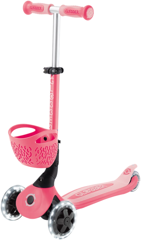 GLOBBER paspirtukas Go-Up Baby Lights 360, 3in1, spalva: rožinė