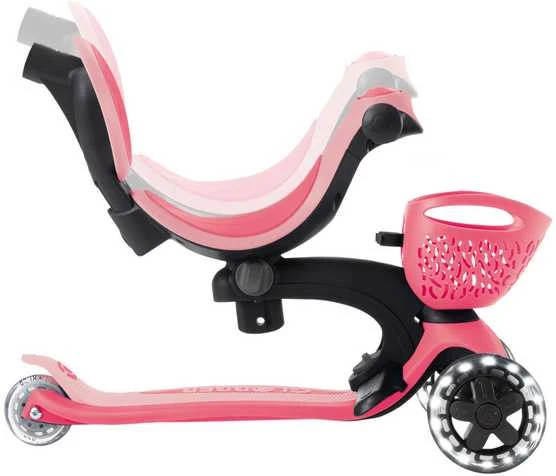 GLOBBER paspirtukas Go-Up Baby Lights 360, 3in1, spalva: rožinė