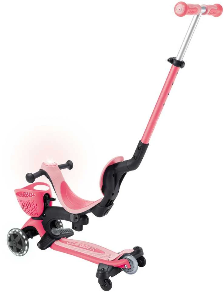 GLOBBER paspirtukas Go-Up Baby Lights 360, 3in1, spalva: rožinė
