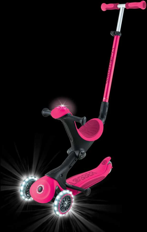 Paspirtukas GLOBBER Go Up Deluxe Lights, rožinis, 748-610