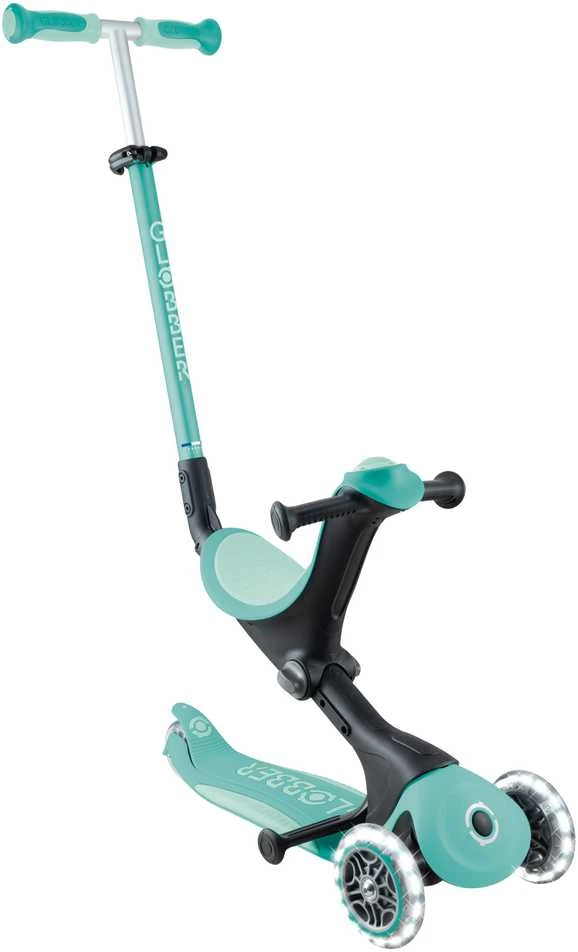 Paspirtukas GLOBBER Go Up Deluxe Lights, mėtų spalvos, 748-706