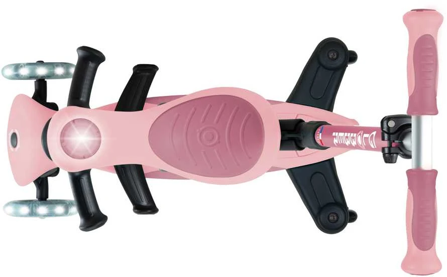 Paspirtukas GLOBBER Go Up Deluxe Lights, pastelinis rožinis